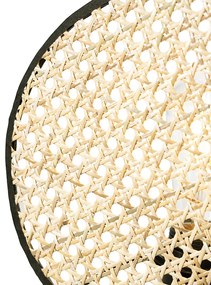Lampada da tavolo rustica nera con rattan 25 cm - Kata