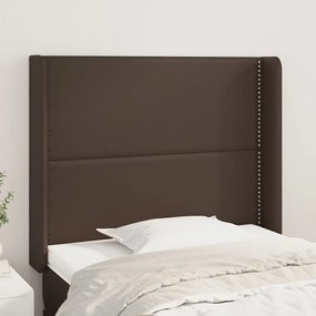 Testiera Ad Orecchio Marrone 93x16x118/128 Cm İn Similpelle /