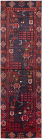 Hamedan Tappeto 400x120 Blu (Iran) Annodato A Mano