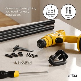 Bastone per tende allungabile in acciaio 167 - 365 cm Twilight - Umbra
