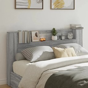 Testiera Con Contenitore A Led Grigio Sonoma 180x16,5x103,5 Cm /