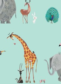 Kindertapete Animal Mix von KEK Amsterdam - Mint