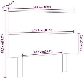 Testiera per Letto Nera 104x6x82,5 cm Legno Massello di Pino