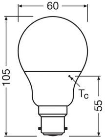 Lampadina LED A60 B22d/8,5W/230V 2700K - Osram