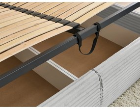 Letto matrimoniale in grigio chiaro imbottito con spazio contenitivo con griglia inclusa 160x200 cm Jade – Bobochic Paris