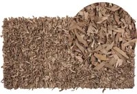 Tappeto Shaggy Pelle Beige 80 x 150 cm pelo lungo Rettangolare Fatto a mano