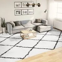 Tappeto Shaggy a Pelo Lungo Moderno Crema e Nero 300x400 cm 375374