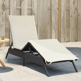 Lettino Prendisole Con Cuscino Nero İn Polyrattan /
