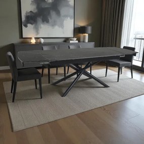 Tavolo allungabile 140-200x90 cm top marmo e gambe nere - VERAL