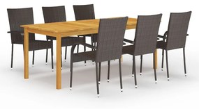 Set mobili da pranzo per giardino 7 pz marrone