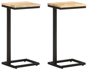 Tavolini Laterali 2 Pz 31,5x24,5x64,5 Cm Legno Di Mango Grezzo /