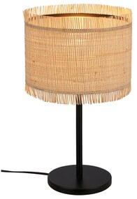 Lampada Da Scrivania Vintage Borra Paglia Naturale E Metallo Nero 1 Luce E27