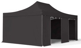 TOOLPORT 4x6m gazebo pieghevole PVC ignifugo con laterali, PROFESSIONAL alluminio, nero - (578935)