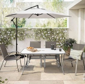 Ombrellone a palo laterale grigio Polar con telo esagonale bianco L 290 x P 290 x H 245 cm