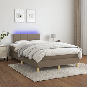 Letto a molle con materasso e led tortora 120x200cm in tessuto