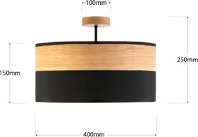 Plafoniera ALBA 3xE27/15W/230V Ø 40 cm nero/marrone