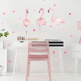 Adesivo da parete - fenicottero rosa con sfere | Inspio