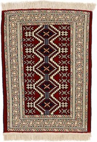 Turkmen Tappeto orientale 90 x 80 Rosso (Afghanistan) Annodato A Mano