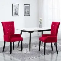 Sedia da Pranzo con Braccioli 2 pz in Velluto Rosso 276920