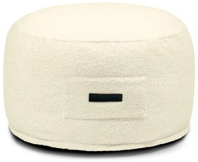 Poggiapiedi color crema con rivestimento in bouclé Om 60 – SLOWDOWN