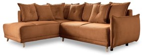 Divano letto in velluto a coste color mattone (angolo sinistro) Lazy Lukka - Miuform
