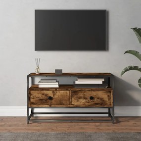 Mobile Porta Tv Rovere Fumo 80x35x45 Cm İn Legno Multistrato /