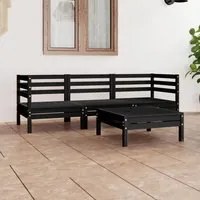 Set Divani da Giardino 4 pz Nero in Legno Massello di Pino 3082471