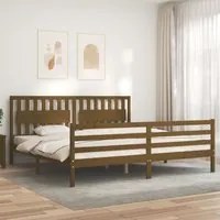 Giroletto con Testiera Miele 200x200 cm in Legno Massello 3194334