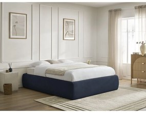 Letto matrimoniale imbottito blu scuro con contenitore/senza testiera con rete inclusa 180x200 cm Inera – Bobochic Paris