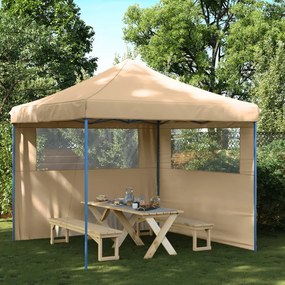 Tendone Per Feste Pieghevole Pop-up Con 2 Pareti Beige /