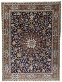 Tabriz Tappeto 400 x 300 Blu (Iran) Annodato A Mano