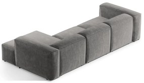 Divano angolare grigio chiaro (con penisola a destra/con chaise lounge) con rivestimento in velluto a coste Bergamo – Cosmopolitan Design