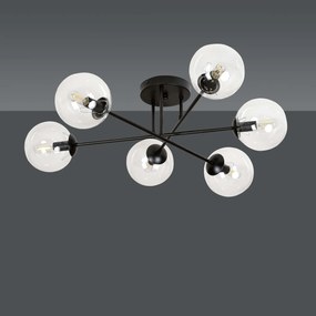 Lampadario da soffitto Brendi 6B Nero con sfere trasparenti E14