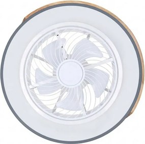 Brilagi - Plafoniera dimmerabile a LED con ventilatore, 38W/230V, 50 cm, grigio/rovere + telecomando