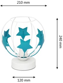 Lampada da tavolo per bambini STARS 1xE27/15W/230V turchese/bianco