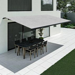 Tenda da sole motorizzata 6 x 3 metri, grigio chiaro, modello Basic senza cassonetto, 6000 x 3000 mm, con manovella, configurazione individuale