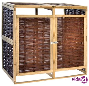 vidaXL Copri Bidone dei Rifiuti Doppio in Legno di Pino e Vimini