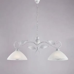 Lampadario in ferro laccato bianco con decorazione argento antico e...