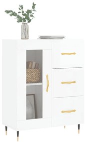 Credenza 69,5x34x90 cm in legno multistrato bianco lucido