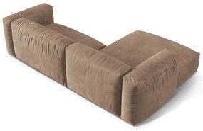 Divano angolare componibile marrone chiaro (con penisola a sinistra/con chaise lounge) con rivestimento in velluto Martina – Micadoni