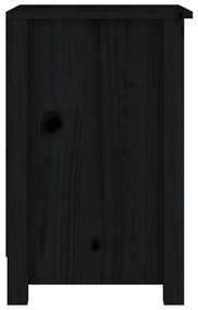 Comodino nero 40x35x55 cm in legno massello di pino