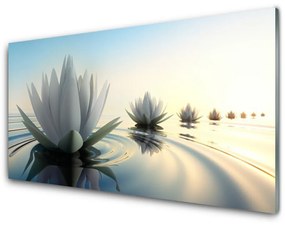 Quadro acrilico Ninfee, fiori di stagno 100x50 cm