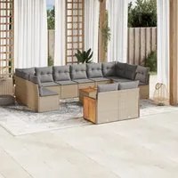 Set Divano da Giardino 13 pz con Cuscini Beige in Polyrattan 3260533