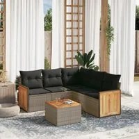 Set Divano da Giardino 6 pz con Cuscini Grigio in Polyrattancod mxl 89606