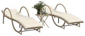Lettini Prendisole 2 Pz Con Tavolino Beige İn Polyrattan /