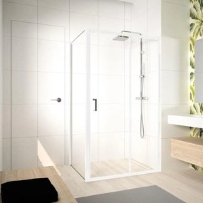 Box doccia con ingresso frontale scorrevole L 100 x H 195 cm, in vetro trasparente SP. 5 mm, profilo bianco cromato Ocean