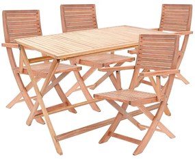 Set tavolo e sedie Solis NATERIAL in acacia marrone per 4 persone