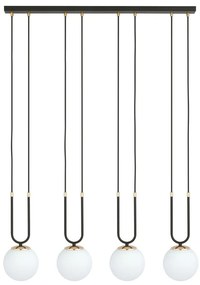 Lampadario a Sospensione in Acciaio e Vetro GLAM 4 Nero 4xE14 Colore del corpo Nero e Oro