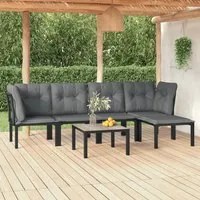 Set Salotto da Giardino 6 pz in Polyrattan Nero e Grigio 3187750