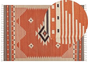 Tappeto kilim cotone arancione 160 x 230 cm GAVAR Beliani